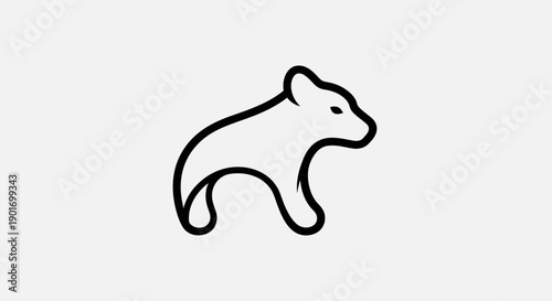 Minimalist line art logo of a bear cub, simple animal icon, clean design