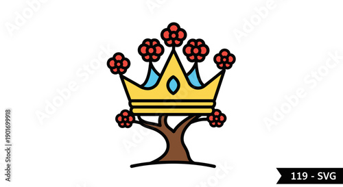 Royal Tree Crown Logo Emblem