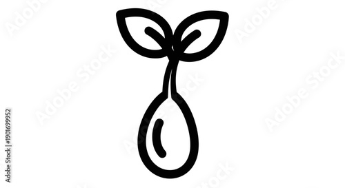Seedling Growing From Seed Icon, Minimalist Line Art, Growth Concept