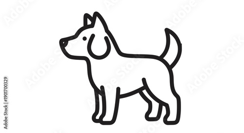 Simple Line Art Dog Icon - Minimalist Pet Illustration