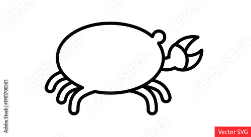 Simple Outline Crab Icon, Minimalist Seafood Vector Art