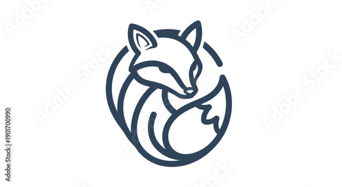 Stylized Fox Icon - Minimalist Line Art Logo Design