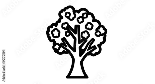 Stylized Tree Icon Outline Vector Art