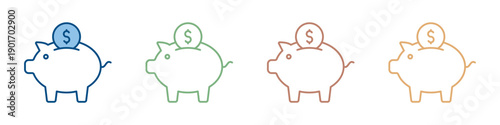 Piggy Bank Icon Set Multiple Style Collection 