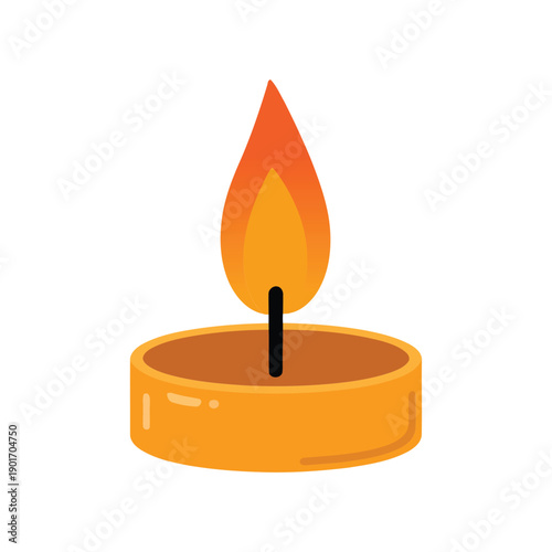 Single memorial candle flame icon, remembrance light for vigil, funeral service, sympathy card, prayer night poster, condolence message design