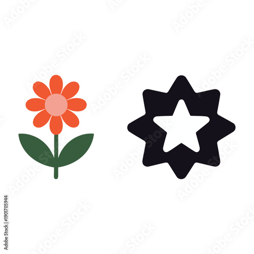 Spring home icons, pillow for comfort, daisy flower, decorative star, wellness retreat flyer, cozy living session, homemaking workshop guide