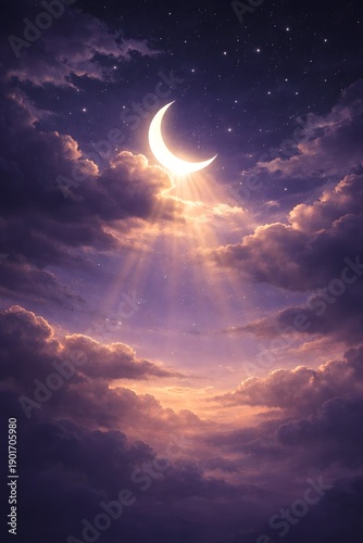 Ramadan Sky Light Rays Background