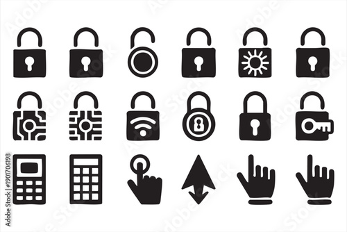 Access Control and Password Protection Lock Icon Collection