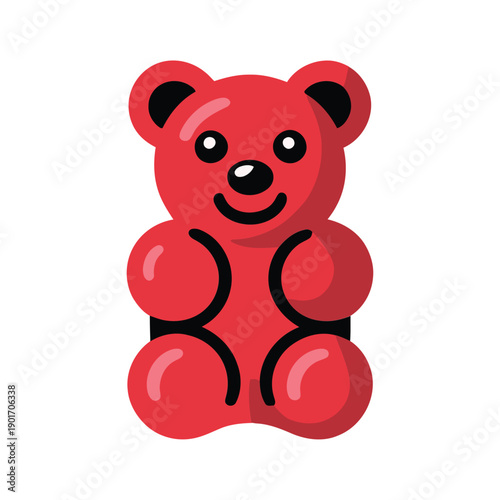 Cute gummy bear candy vector icon, jelly sweet dessert for kids party, sticker, confectionery logo, menu design, playful illustration