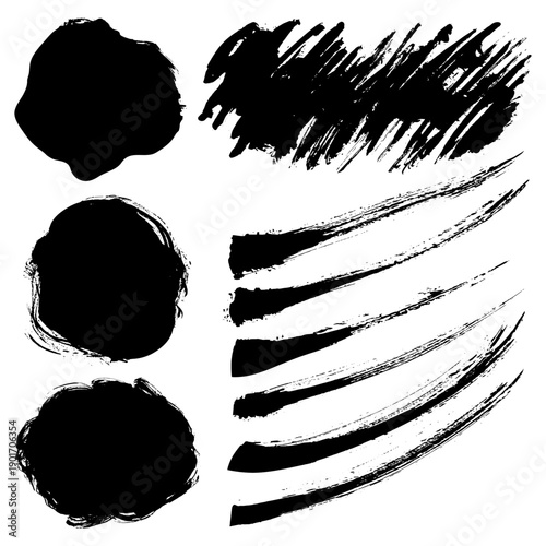 Black brush stroke set for creative projects