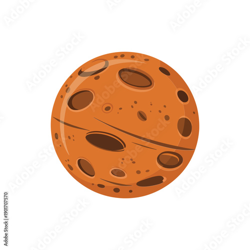 Cartoon red planet with craters icon for space education, astronomy poster, galaxy theme party, science fair, kids learning resources