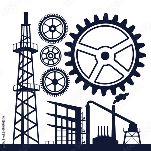 A detailed illustration of industrial machinery and equipment