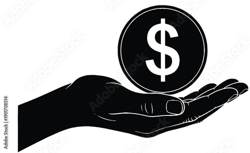 Transparent PNG available
Hand holding dollar coin icon payment concept service money financial transaction symbol money business
By