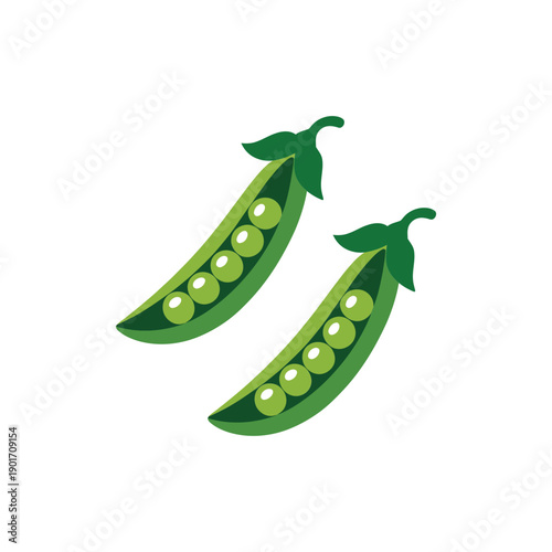 Green pea pod vector illustration with peas, vegetable icon for farmers market poster, gardening workshop, vegan menu, healthy cooking design