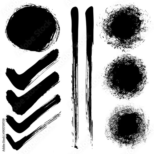 Black brush stroke sets for design projects
