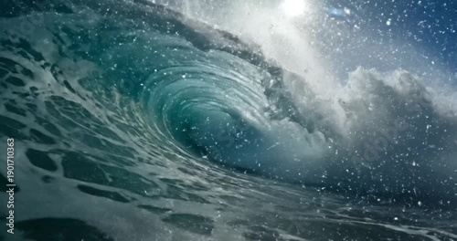 Wallpaper Mural Ocean wave crashing underwater scene. Torontodigital.ca