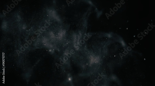 Smoke dust particles mist abstract background dark ethereal cinematic overlay texture featuring atmospheric fog and mysterious starry cosmos nebula for mystical creative design projects.
