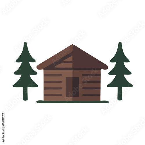 Forest cabin icon, camping weekend flyer, campfire circle schedule, ranger talk session, star viewing night, quiet hours reminder graphic sign