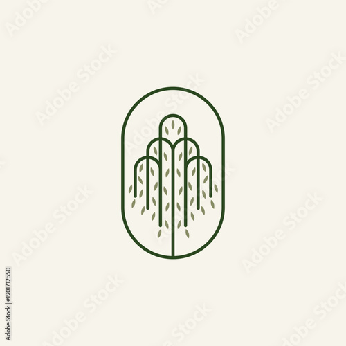 willow tree logo design illustration vector template