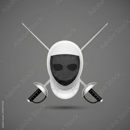 Fencing icon mask and sword