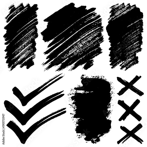 Black brush stroke set for design projects