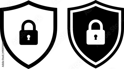 Secure protection icons with shield and lock