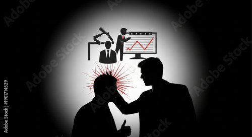 Business conflict and aggression in the workplace illustration.