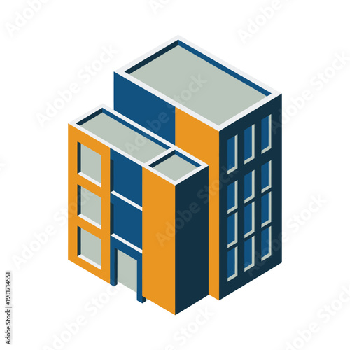 Contemporary midrise office block graphic, startup hub event flyer, coworking open house session, tenant amenities tour, property management seminar