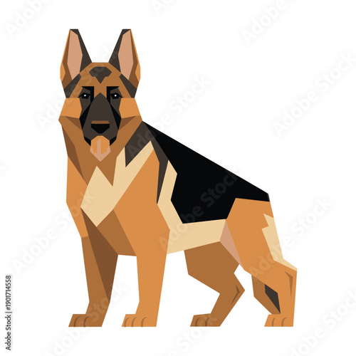 German shepherd dog illustration for K9 demonstration day, obedience training session poster, adoption fair banner, community safety event branding