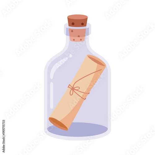 Message in a bottle graphic for beach cleanup day invites, coastal love notes station, letter writing session, gratitude practice