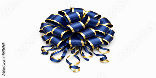 Vector illustration of blue spiral hair curlers and strings arranged in a colorful floral pattern with christmas ornaments and decorative bows for holiday gift design