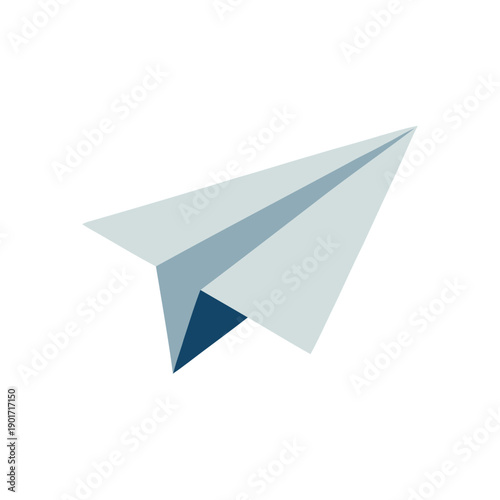 Minimal paper airplane icon, clean white folded plane for email, message, startup launch, travel, school project, creative communication design