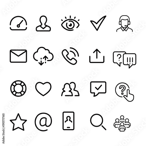 Customer Service and Support - Outline Icon Collection.Thin outline icons pack.Logistics line editable icon set.