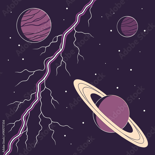 Cosmic lightning arc between invisible planets space