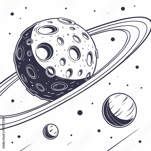 Floating asteroid belt illuminated by distant galaxy
