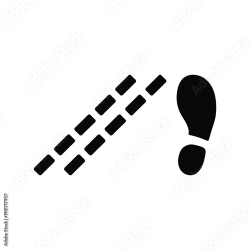 Dashed walking path with foot marker, city pedestrian safety week banner, crosswalk education session, walkability audit workshop, community health