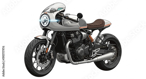 Classic Cafe Racer Motorcycle with Chrome Accents.