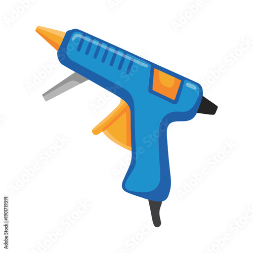 Blue glue gun vector illustration for craft supply store, art class flyer, maker festival, diy workshop, home project branding