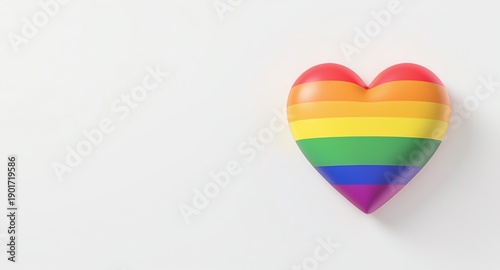 Minimalist Pride Month illustration with abstract rainbow heart shapes symbolizing love, equality, and LGBTQ+ inclusion, designed with clean copy space for awareness campaigns.
