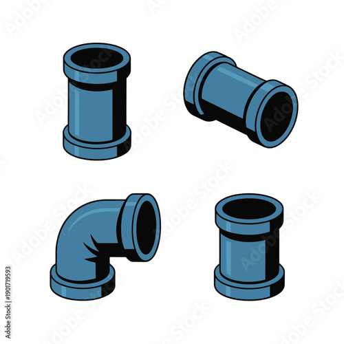 Industrial pipe fittings set, steel elbows and couplings, maintenance workshop session, facility repair training, mechanical trades course, toolbox reference