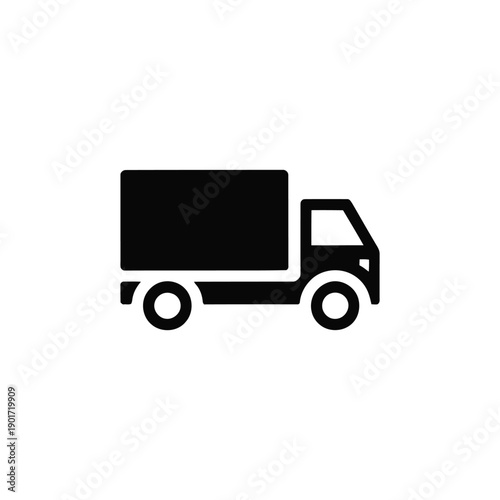 Solid delivery truck glyph icon, logistics symbol for app ui, shipping dashboard, fleet management seminar, transport conference, supply chain design.