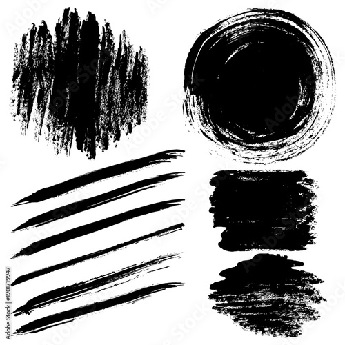 Black brush stroke set for backgrounds and designs