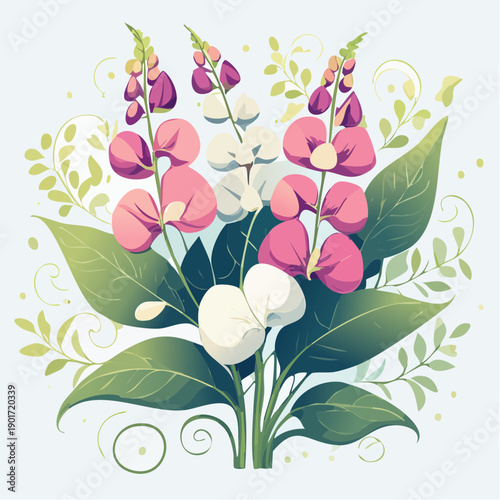 Pink and white sweet pea bouquet