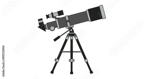 Telescope on tripod for stargazing astronomy.