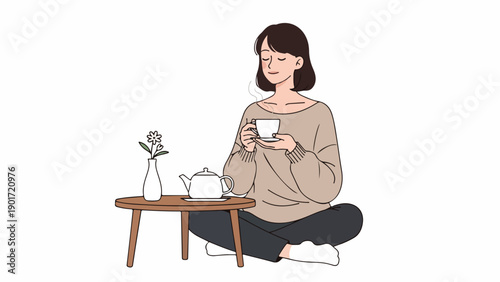 Woman enjoying tea