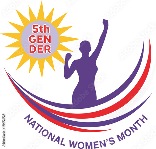 5th gender national womens month celebration silhouette with sunburst emblem