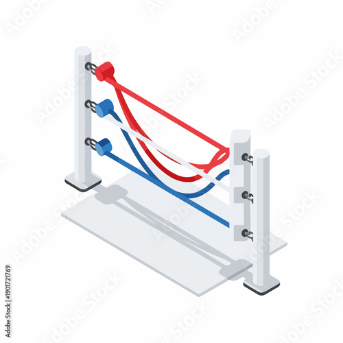 Isometric Boxing Ring Isolated on White Background Sports Arena Illustration