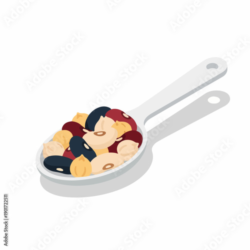 Detailed Flat Lay Beans Mix in Spoon Cooking Ingredient