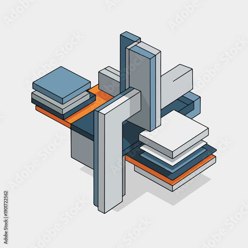 A 3D illustration of stacked rectangular blocks