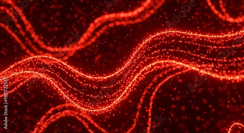 Abstract Red Lines and Dots Background with Dynamic Movement.